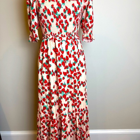Betsey Johnson Strawberry Fields Smocked Maxi Dress XS - Picture 3 of 7